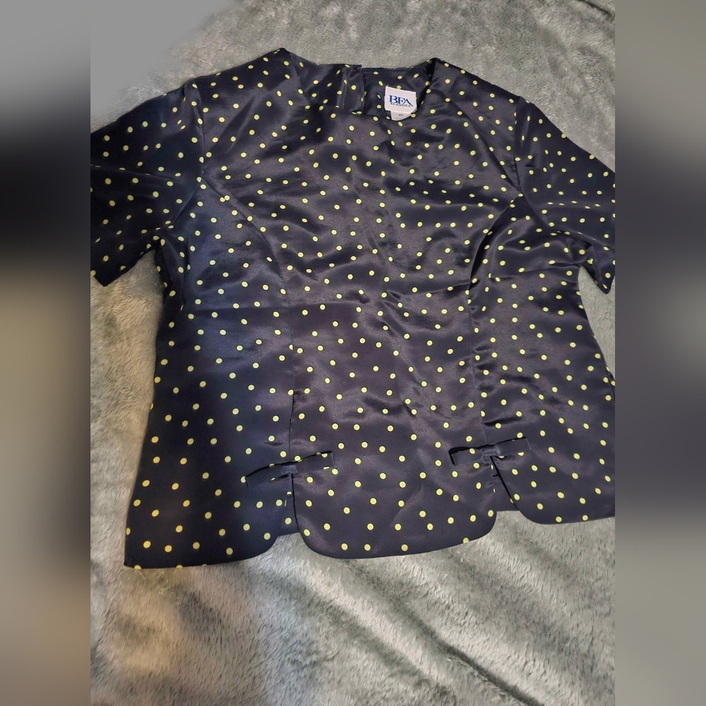 ERDEM Navy Top And Skirt with Green Polka Dots